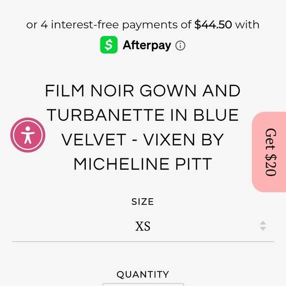 Micheline Pitt Film Noir Blue Velvet Gown With Turban Size Large - Picture 2 of 7